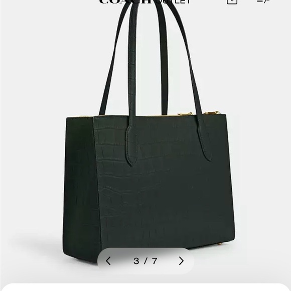 Coach Outlet Nina Zippered Tote in Gold Amazon Green Croc Embossed - Picture 10 of 14